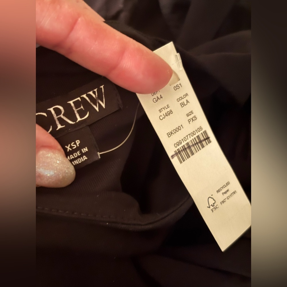 NWT J.Crew Petite Drop-waist mixy dress Black Midi XSP XS Preppy Dark Fairy - Picture 11 of 13